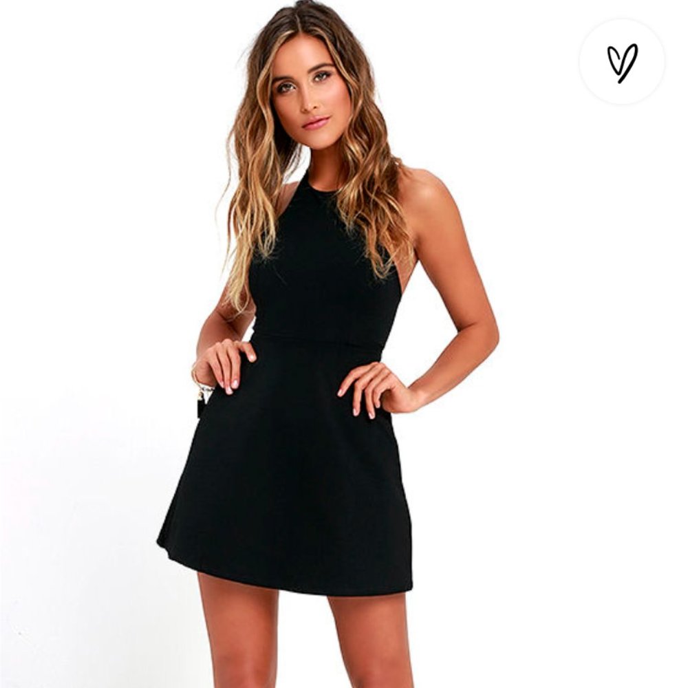 Lulu's Soft Strumming A-Line Black Dress